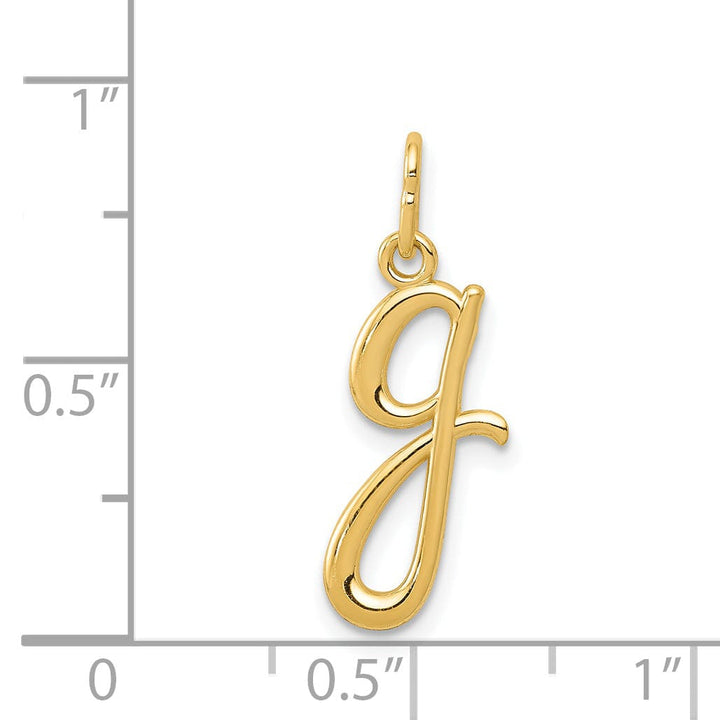 14K Yellow Gold Lower Case Script Letter G Initial Pendant