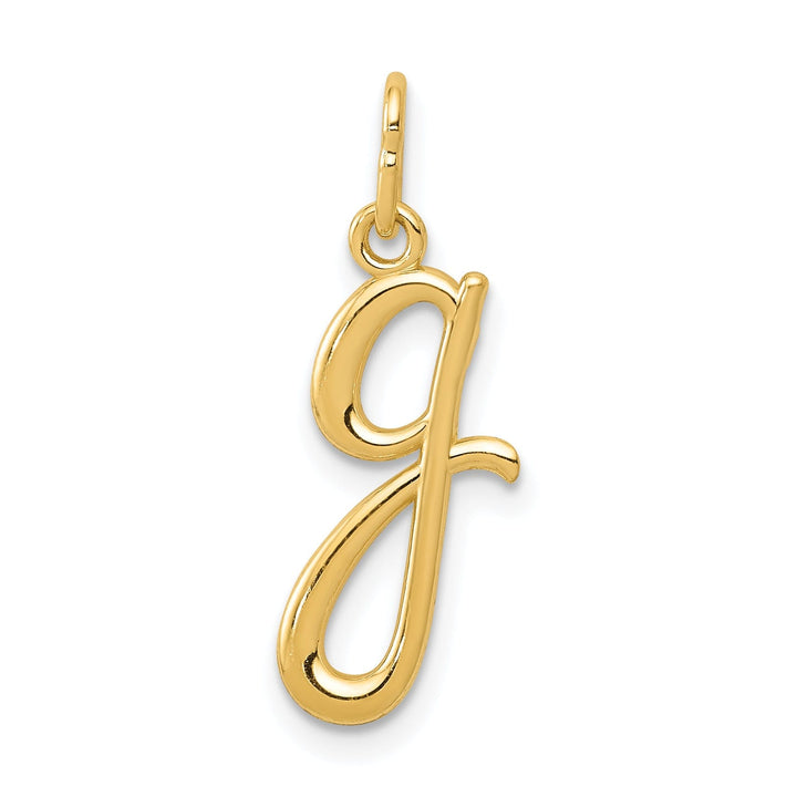 14K Yellow Gold Lower Case Script Letter G Initial Pendant