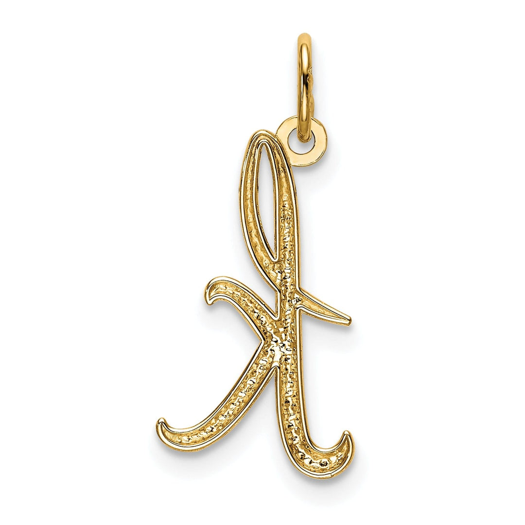 14K Yellow Gold Lower Case Script Letter K Initial Pendant