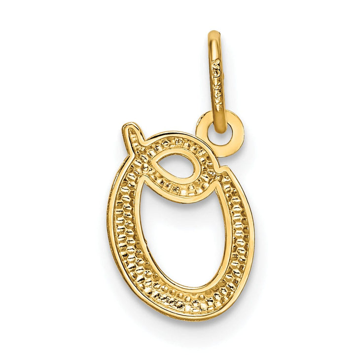 14K Yellow Gold Lower Case Script Letter O Initial Pendant