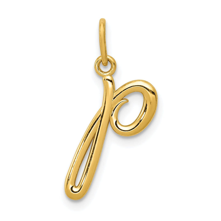14K Yellow Gold Lower Case Script Letter P Initial Pendant