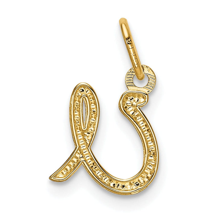 14K Yellow Gold Lower Case Script Letter U Initial Pendant