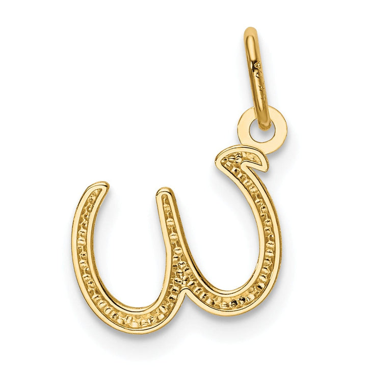 14K Yellow Gold Lower Case Script Letter W Initial Pendant