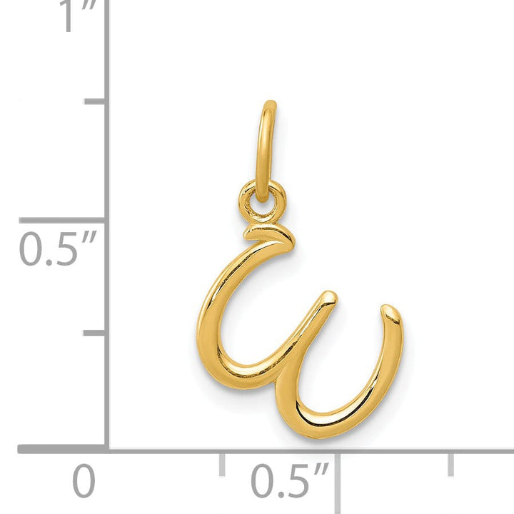 14K Yellow Gold Lower Case Script Letter W Initial Pendant