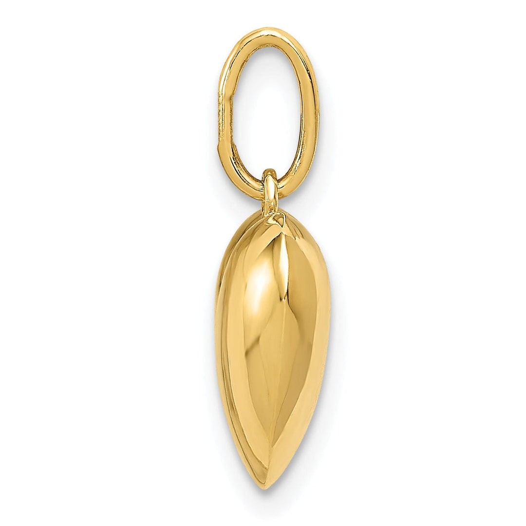 14K Yellow Gold Polished Finish 3-Dimensional Hollow Puff Heart Shape Pendant Charm