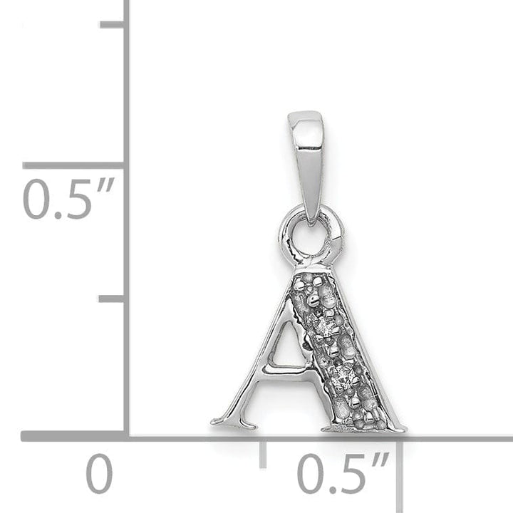 14K White Gold Small 0.01CT Diamond Letter A Initial Block Pendant