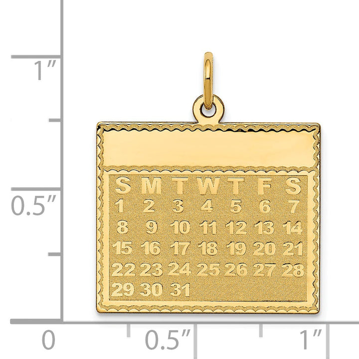 14k Yellow Gold Sunday First Day Calendar Charm