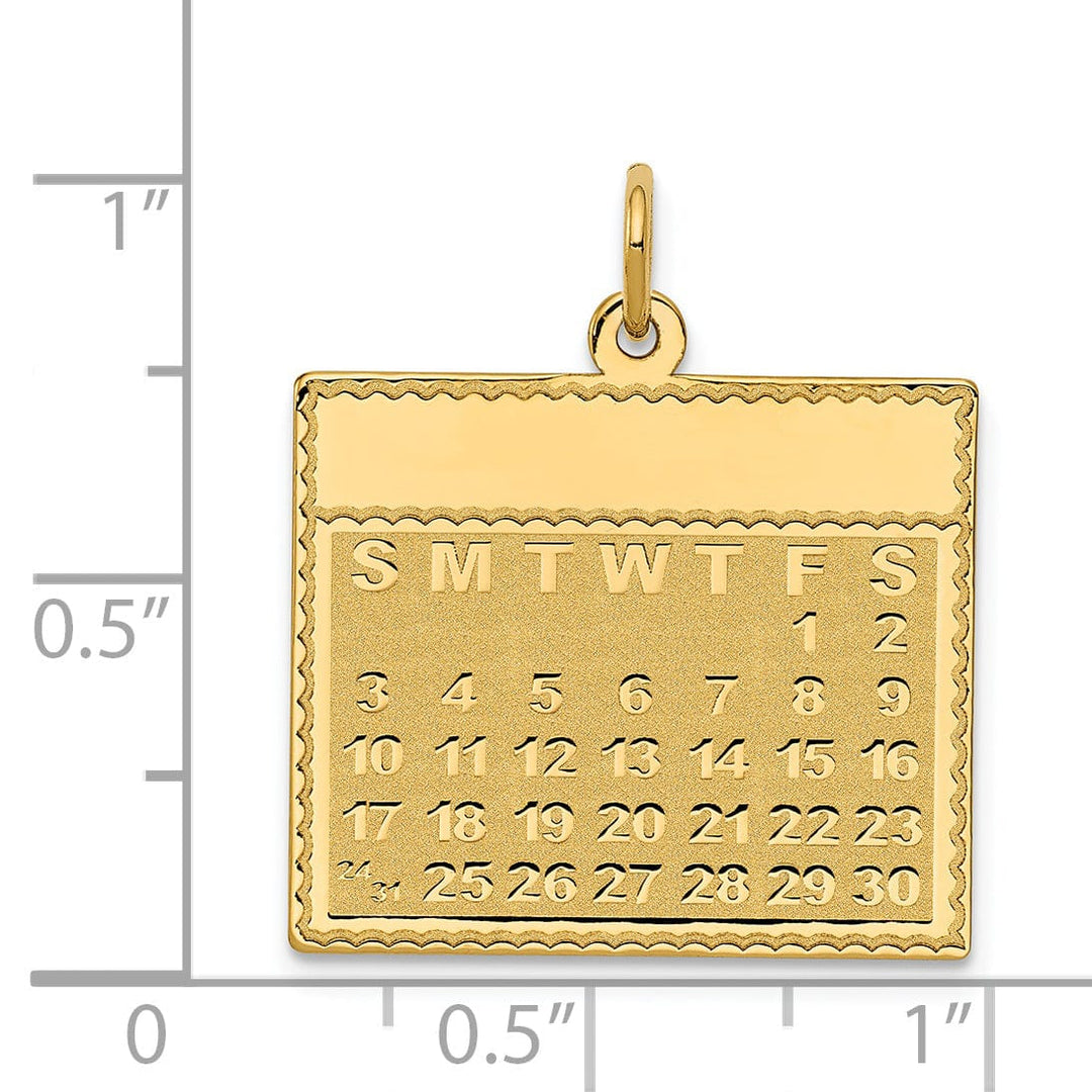 14k Yellow Gold Friday First Day Calendar Charm