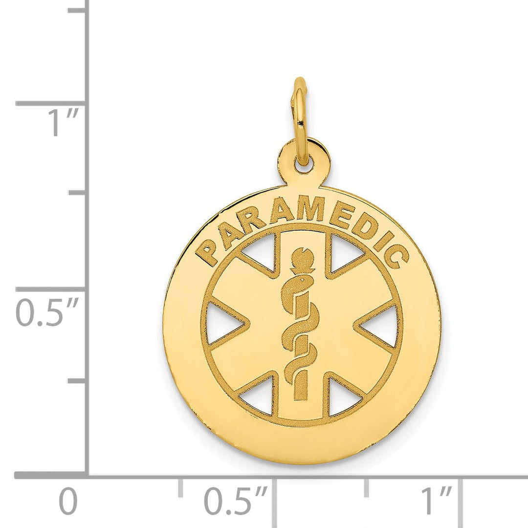 Solid 14k Yellow Gold Paramedic Medical Pendant