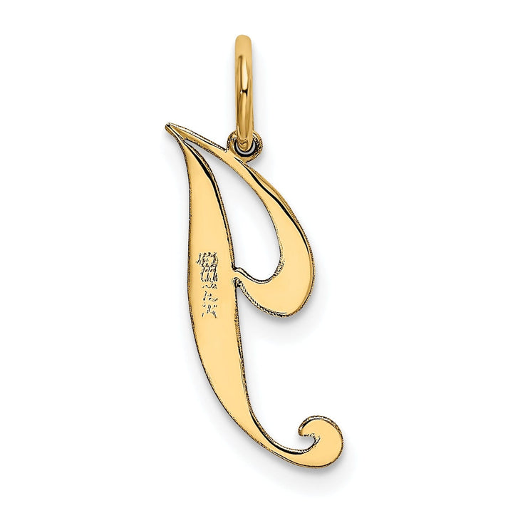 14K Yellow Gold Small Size Fancy Script Letter J Initial Pendant