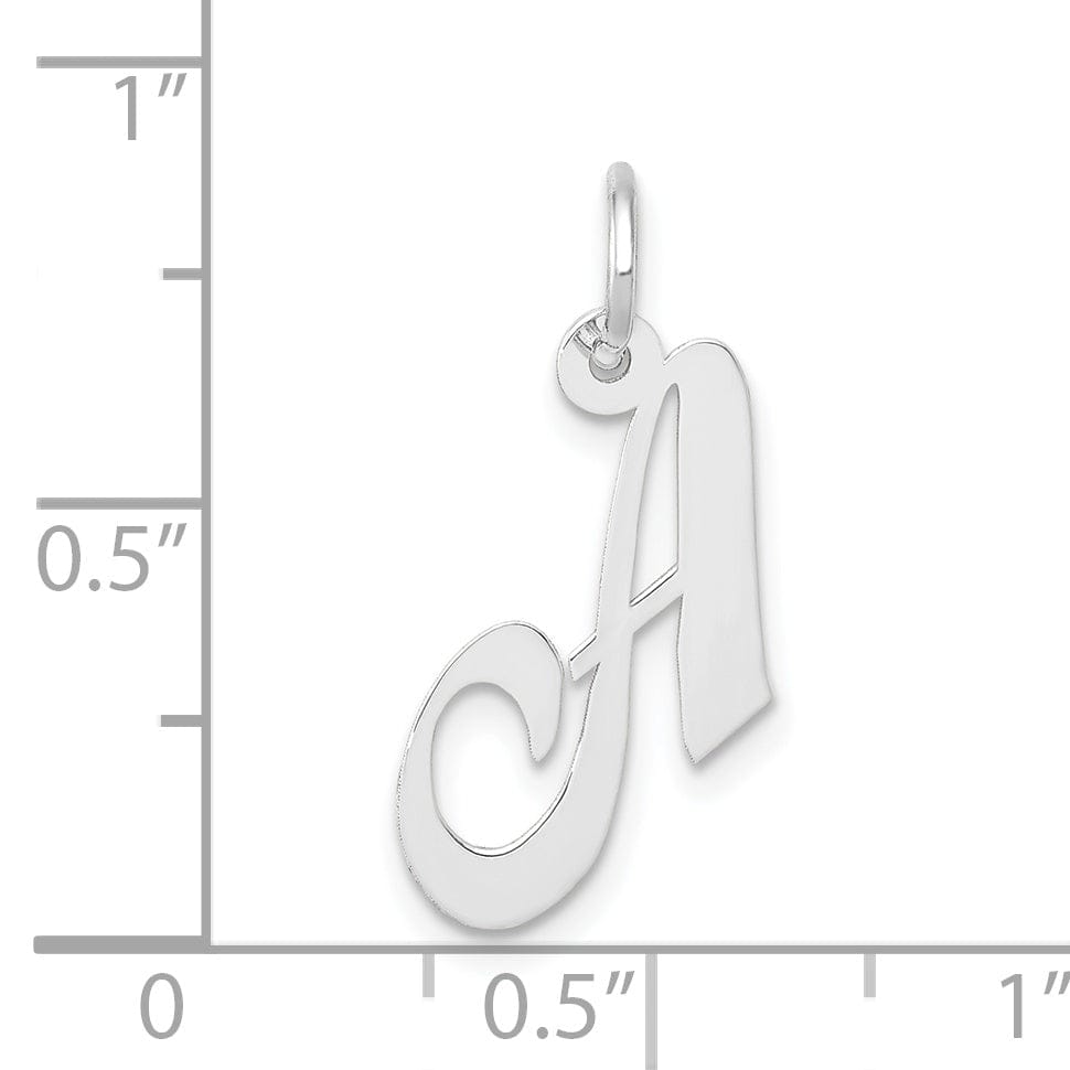 14K White Gold Small Size Fancy Script Letter A Initial Pendant