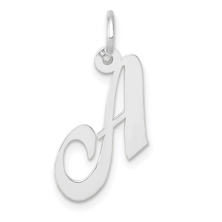 14K White Gold Small Size Fancy Script Letter A Initial Pendant