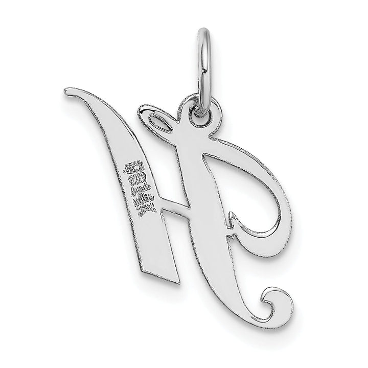 14K White Gold Small Size Fancy Script Letter H Initial Pendant