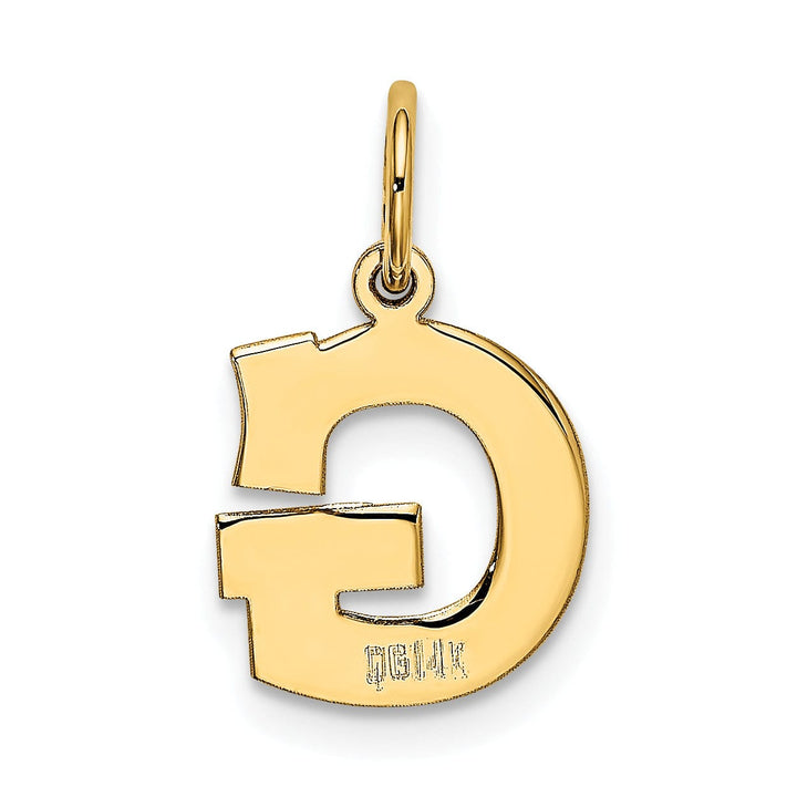 14k Yellow Gold Small Block Design Letter G Initial Pendant