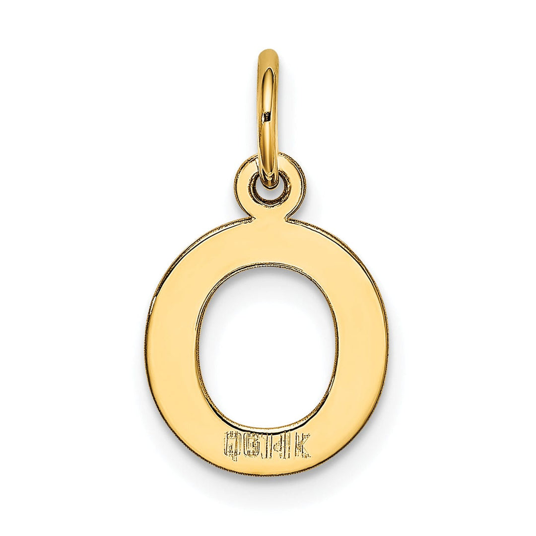 14k Yellow Gold Small Block Design Letter O Initial Pendant