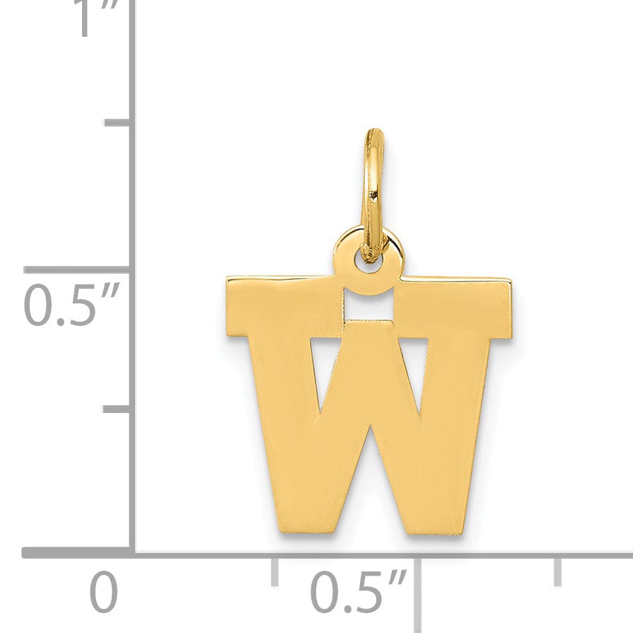 14k Yellow Gold Small Block Design Letter W Initial Pendant