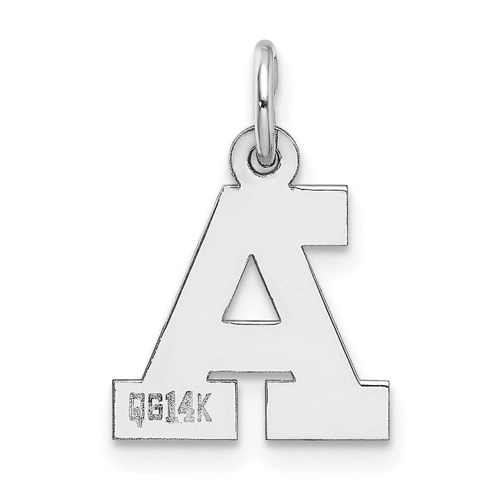 14k White Gold Small Block Design Letter A Initial Pendant