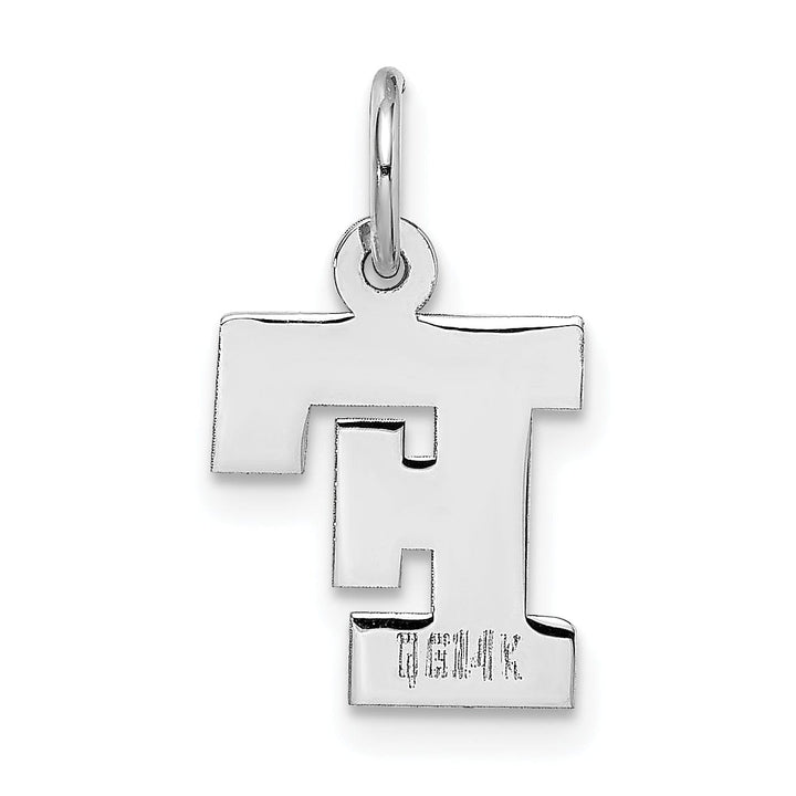 14k White Gold Small Block Design Letter F Initial Pendant