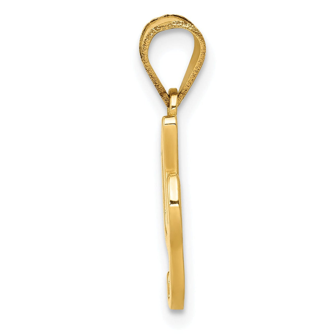 14K Yellow Gold Medium Size Script Design Letter I Initial Pendant