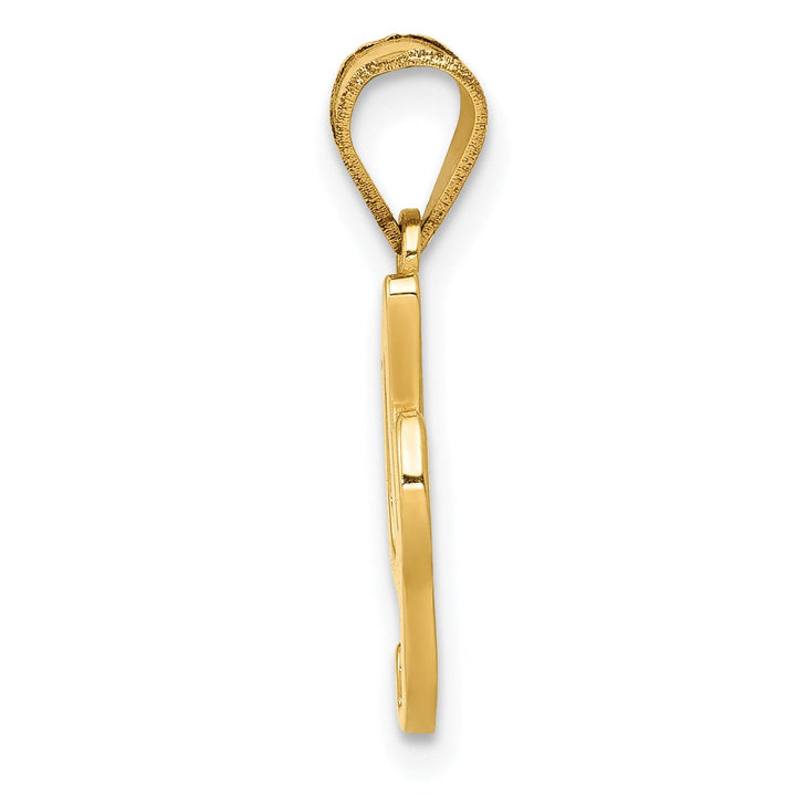 14K Yellow Gold Medium Size Script Design Letter I Initial Pendant