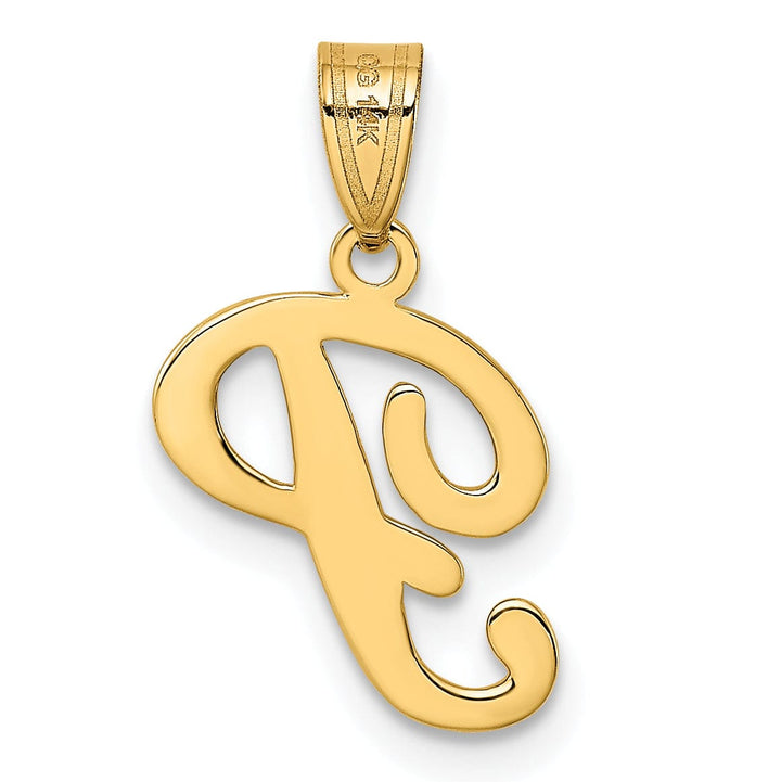 14K Yellow Gold Medium Size Script Design Letter P Initial Pendant