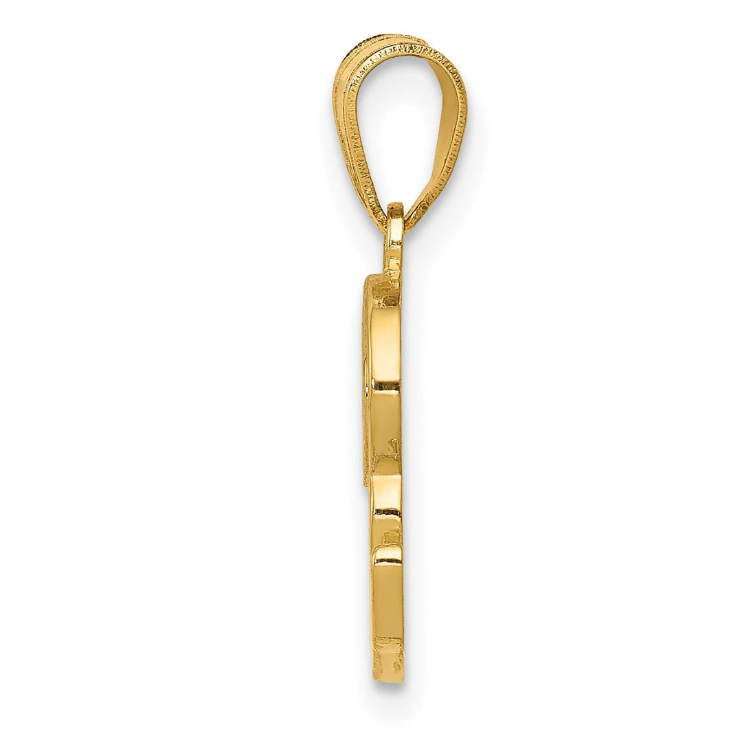 14K Yellow Gold Medium Size Script Design Letter R Initial Pendant