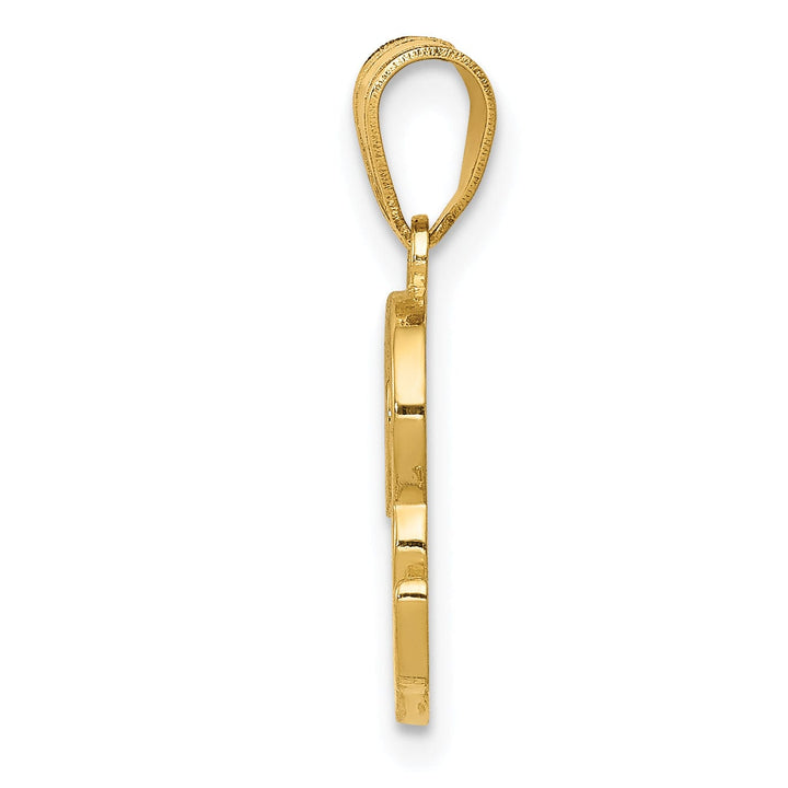 14K Yellow Gold Medium Size Script Design Letter R Initial Pendant