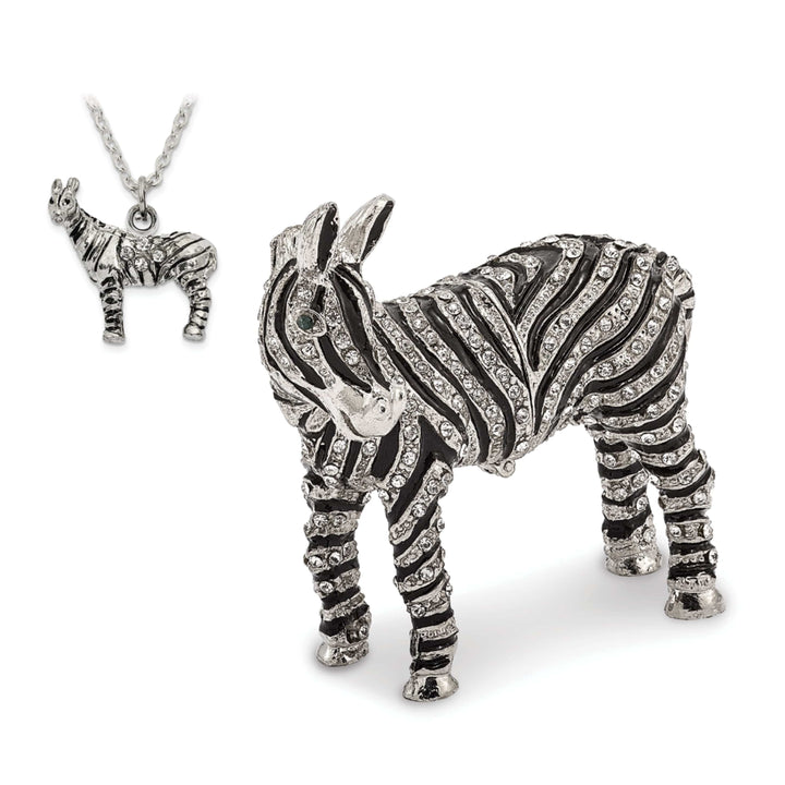 Luxury Giftware by Jere Animal Jewel Boxes Bejeweled Pewter Black Silver ZELDA Zebra Bling Crystal Trinket Box