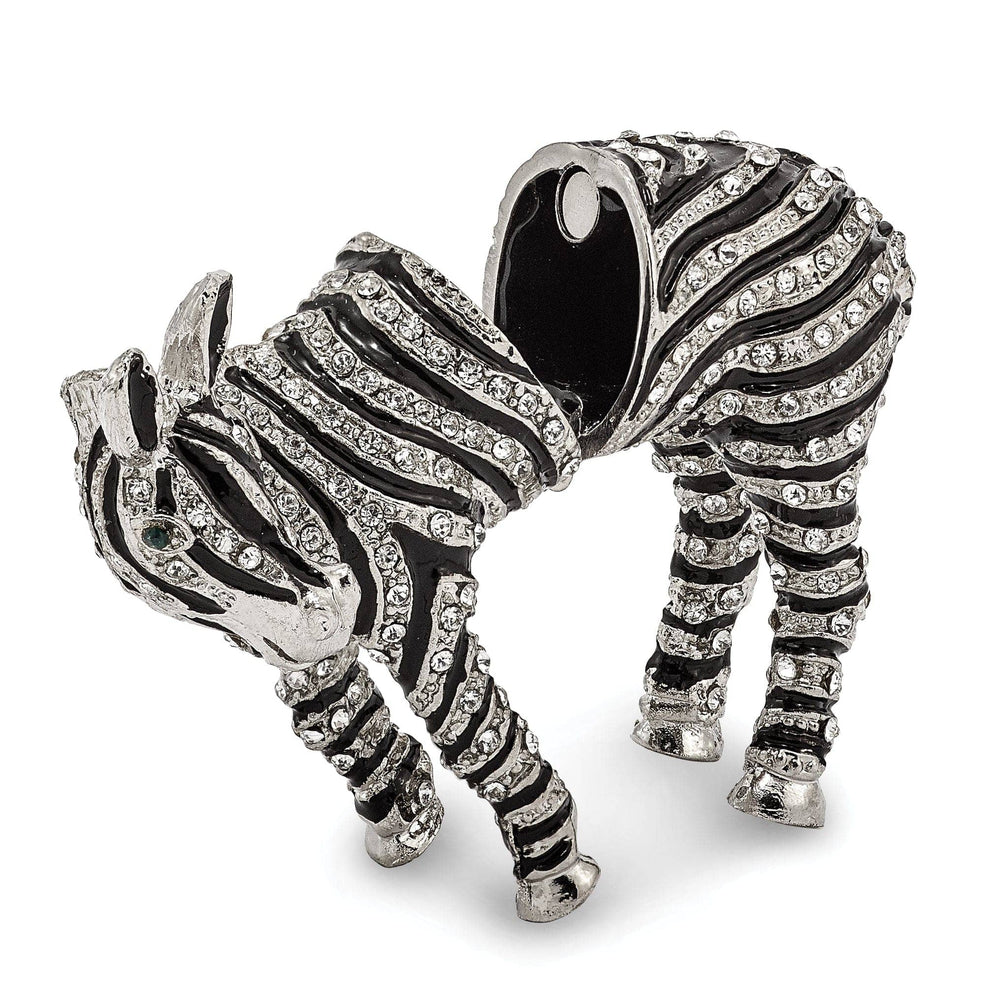 Luxury Giftware by Jere Animal Jewel Boxes Bejeweled Pewter Black Silver ZELDA Zebra Bling Crystal Trinket Box