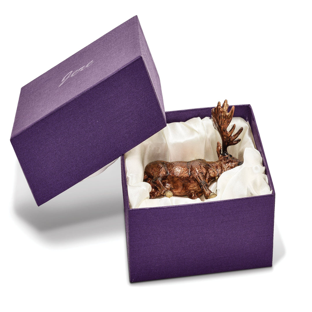 Luxury Giftware by Jere Animal Jewel Boxes Bejeweled Pewter Black White Color Enamel MILTON Moose Trinket Box
