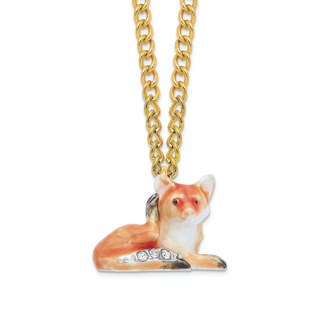 Luxury Giftware by Jere Animal Jewel Boxes Bejeweled Pewter Multi Color Enamel EINSTEIN Red Fox Trinket Box