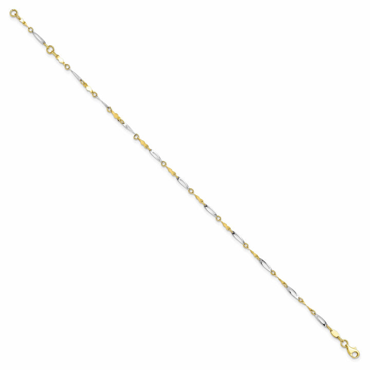 Lovely Rita's Anklets 10k Two Tone Gold Polished Fancy Link Anklet