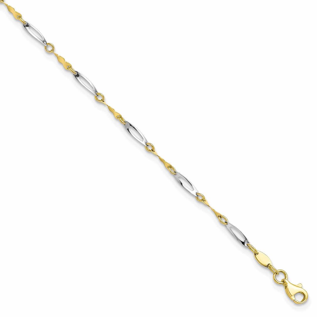 Lovely Rita's Anklets 10k Two Tone Gold Polished Fancy Link Anklet