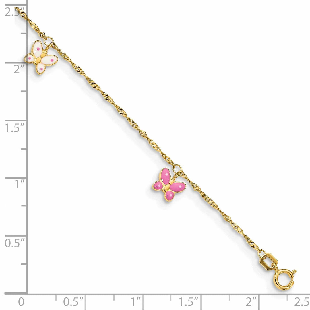 Lovely Rita's Anklets 14k Gold Adjustable Enameled Butterfly Anklet