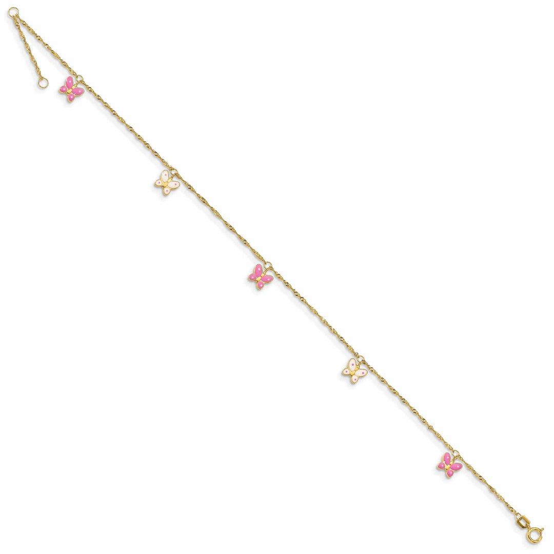 Lovely Rita's Anklets 14k Gold Adjustable Enameled Butterfly Anklet
