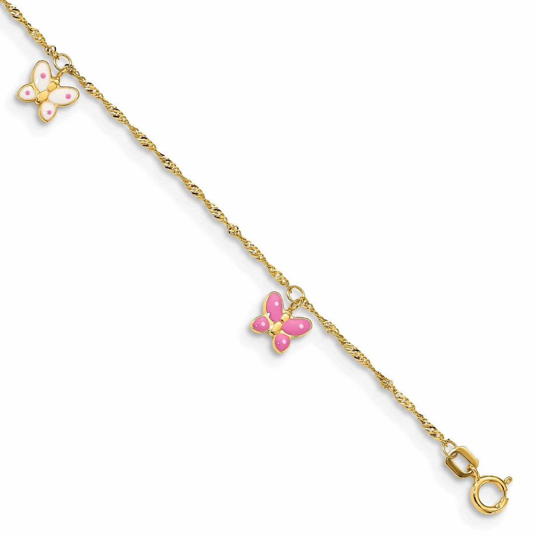 Lovely Rita's Anklets 14k Gold Adjustable Enameled Butterfly Anklet