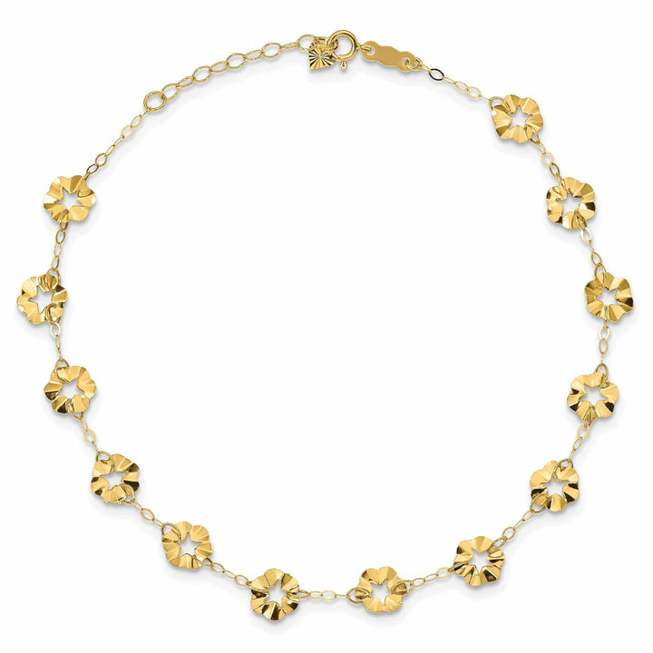 Lovely Rita's Anklets 14k Gold Adjustable Flower Anklet Bracelet