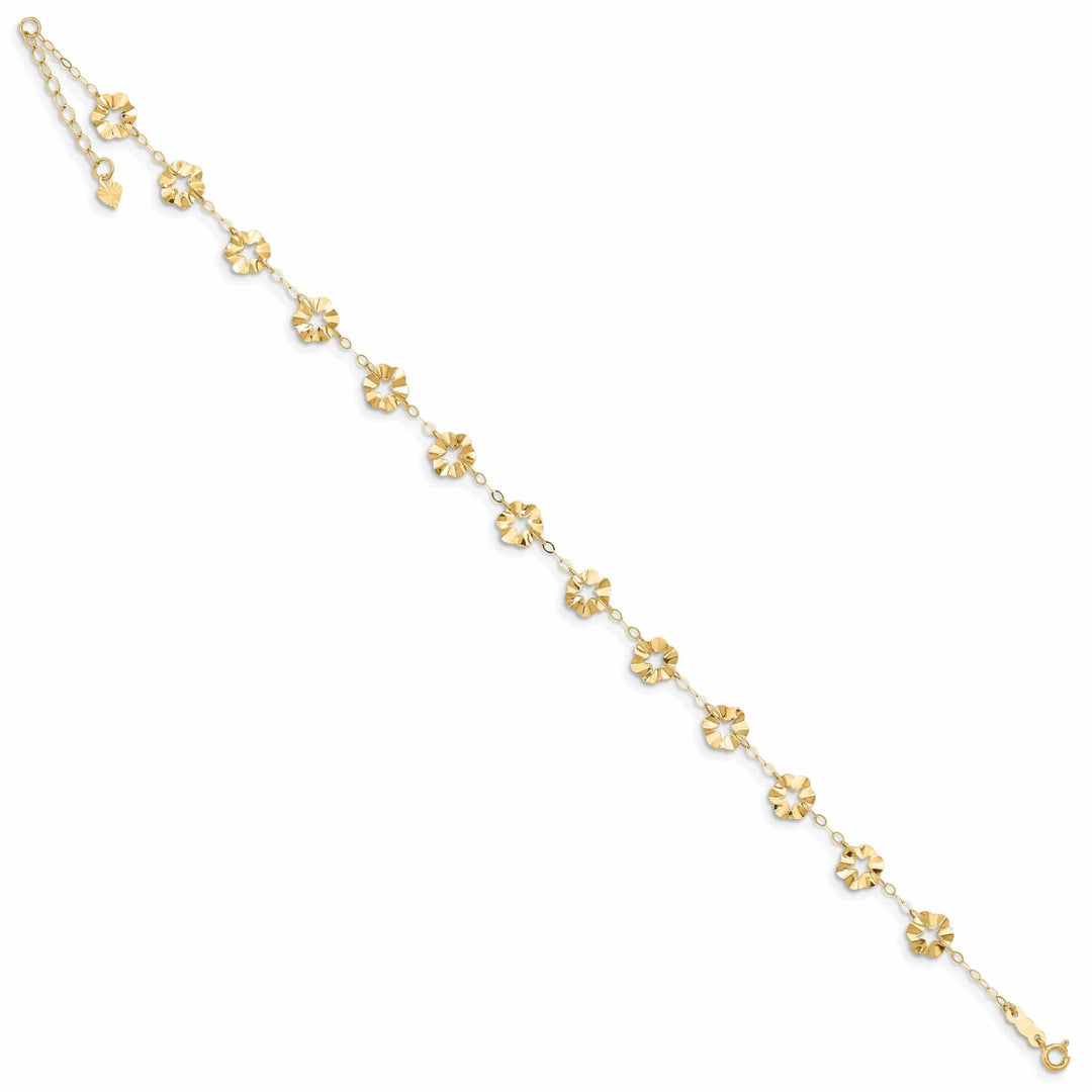 Lovely Rita's Anklets 14k Gold Adjustable Flower Anklet Bracelet