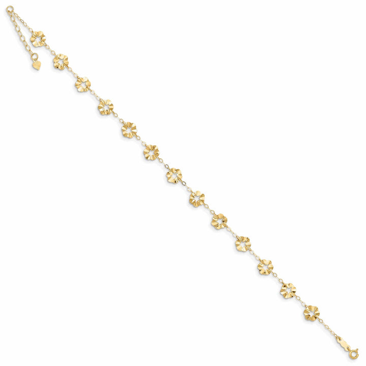 Lovely Rita's Anklets 14k Gold Adjustable Flower Anklet Bracelet