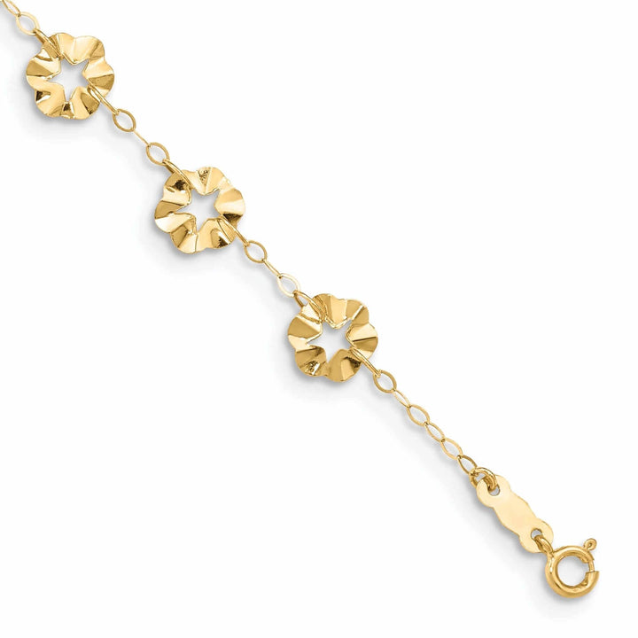 Lovely Rita's Anklets 14k Gold Adjustable Flower Anklet Bracelet