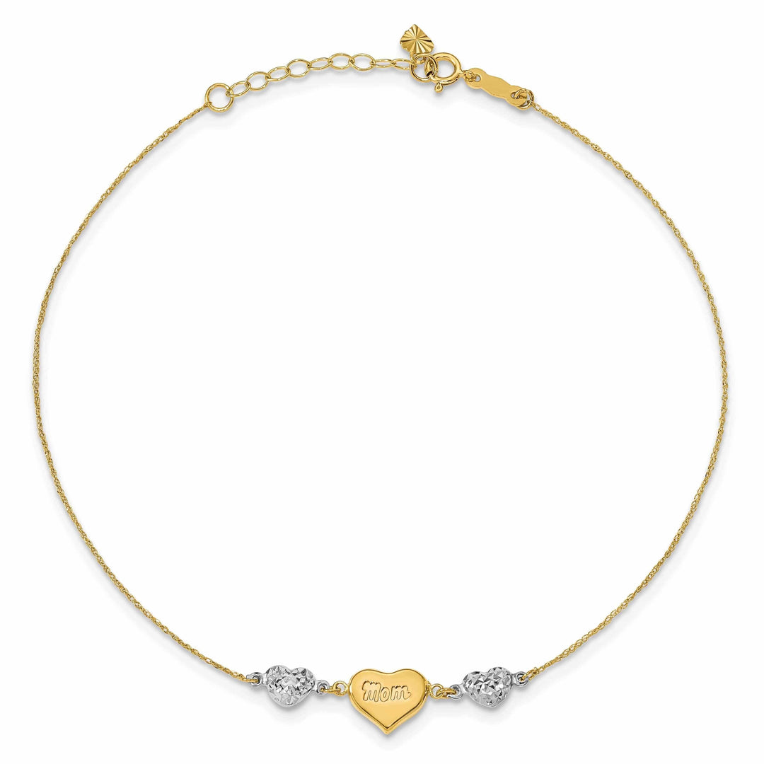 Lovely Rita's Anklets 14K Gold Ropa Beads Puff Heart LOVE Anklet