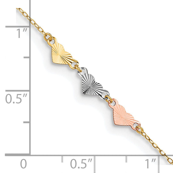 Lovely Rita's Anklets 14k Tri-Color Adjustable Heart Anklet