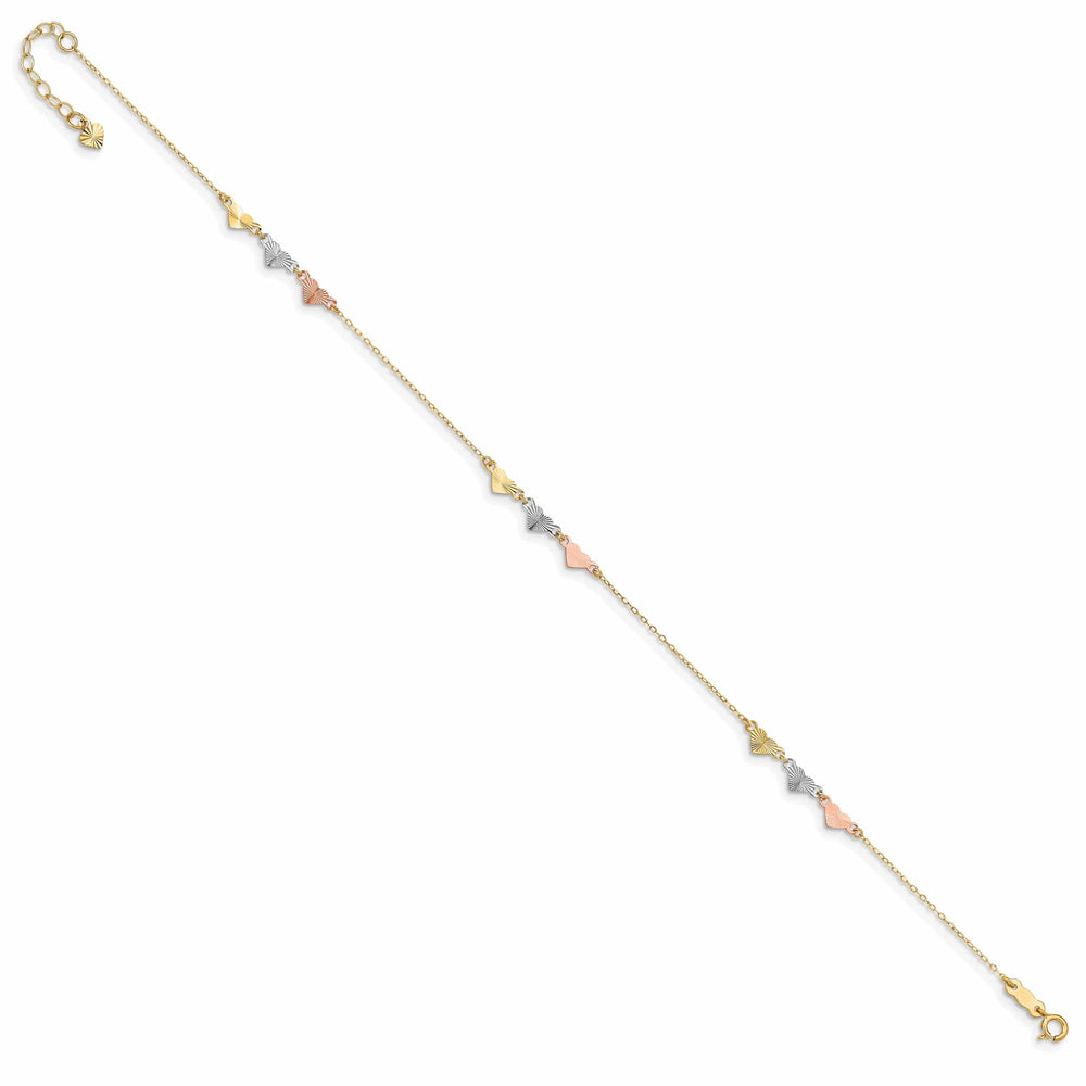 Lovely Rita's Anklets 14k Tri-Color Adjustable Heart Anklet