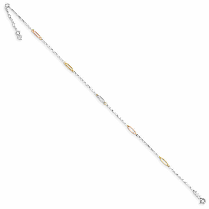 Lovely Rita's Anklets 14k Tri-Color Gold Oval Link Anklet