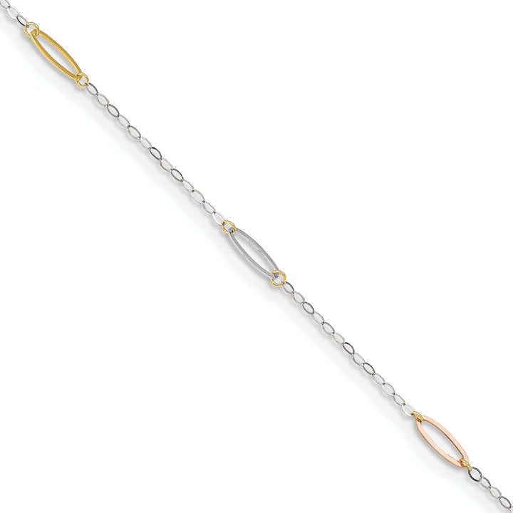 Lovely Rita's Anklets 14k Tri-Color Gold Oval Link Anklet