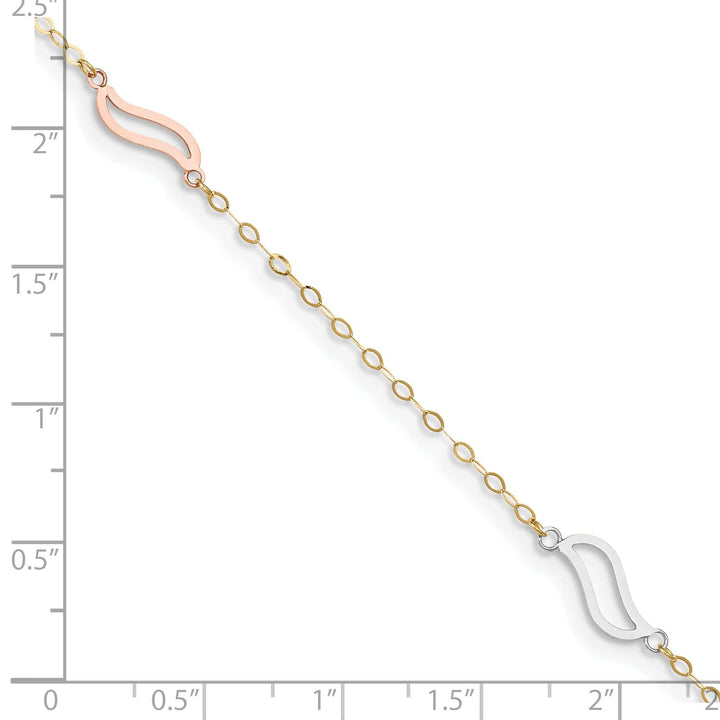 Lovely Rita's Anklets 14k Tri-Color Gold with Open S Links Anklet