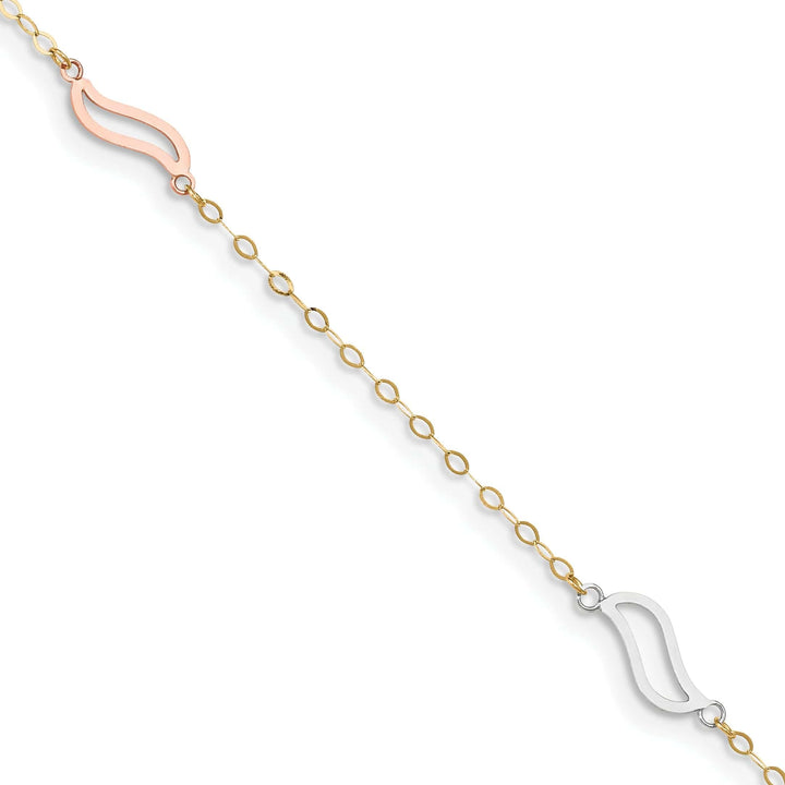 Lovely Rita's Anklets 14k Tri-Color Gold with Open S Links Anklet