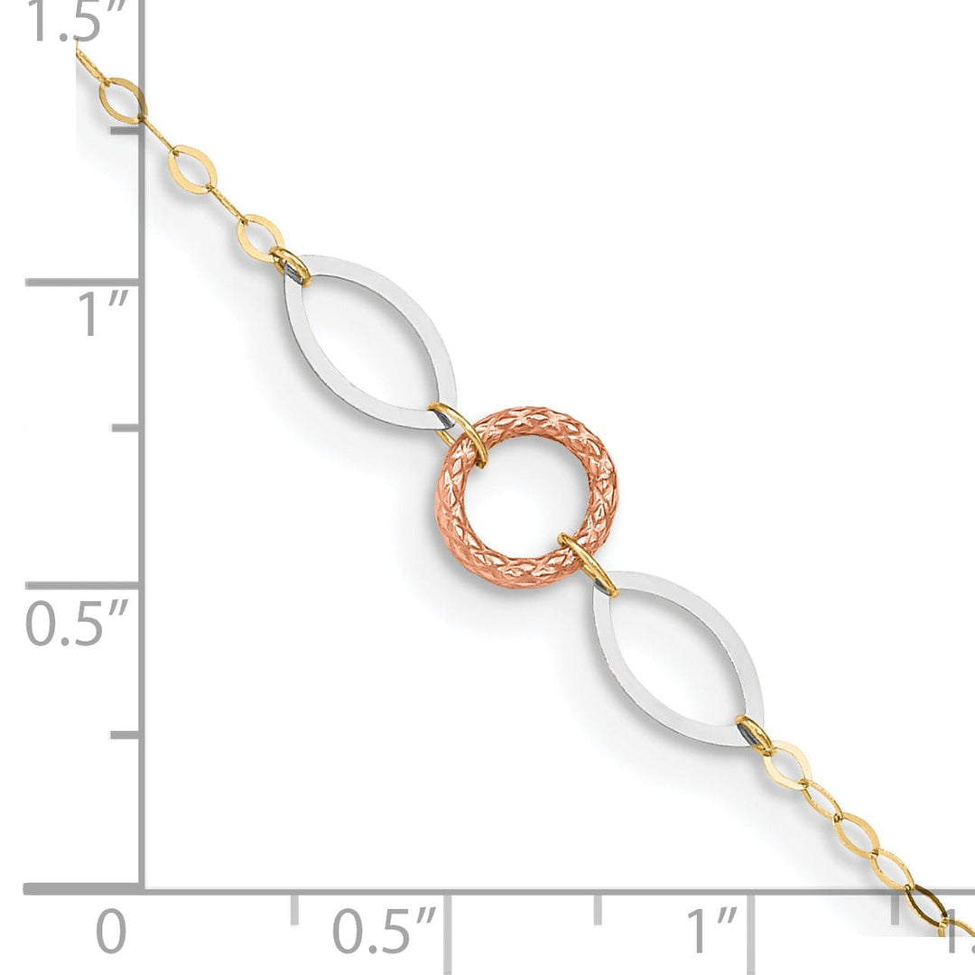 Lovely Rita's Anklets 14k Tri-Gold Circle Oval Anklet