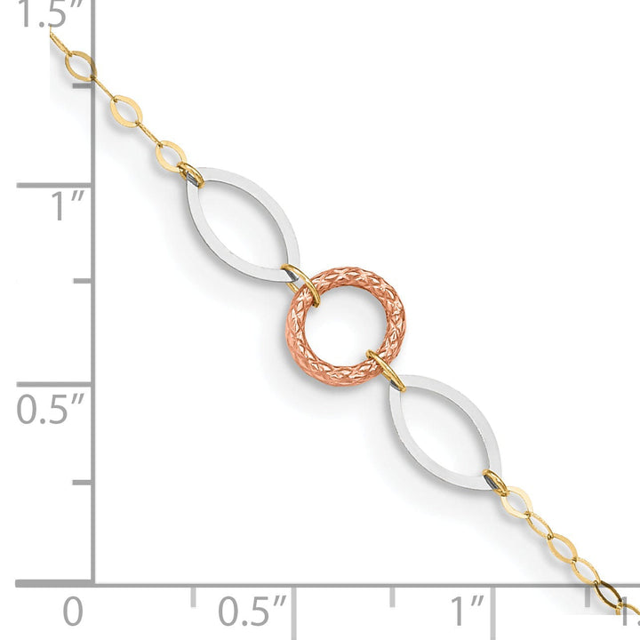 Lovely Rita's Anklets 14k Tri-Gold Circle Oval Anklet