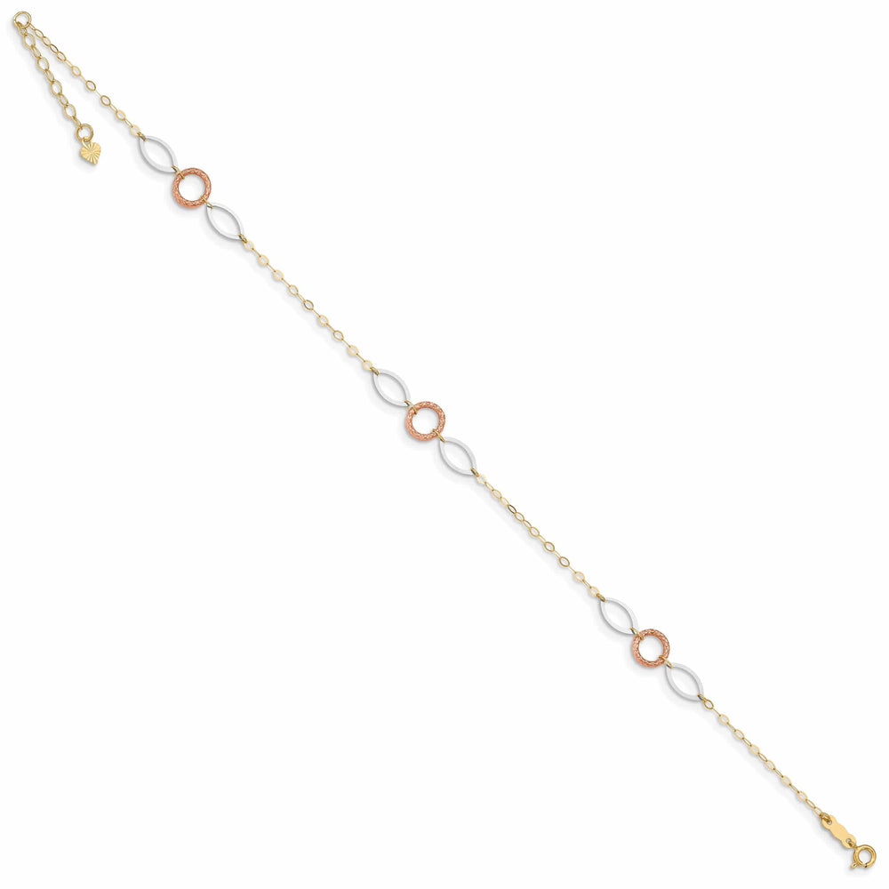 Lovely Rita's Anklets 14k Tri-Gold Circle Oval Anklet